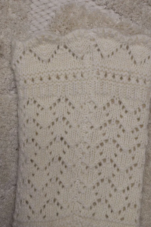 Pointelle Knit Slouch Socks Ecru